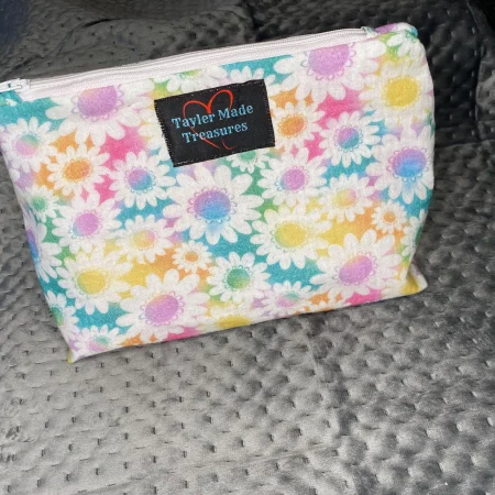 Pastel floral makeup zipped bag, accessories bag, wash bag, medicine bag, travel makeup bag - Image 2