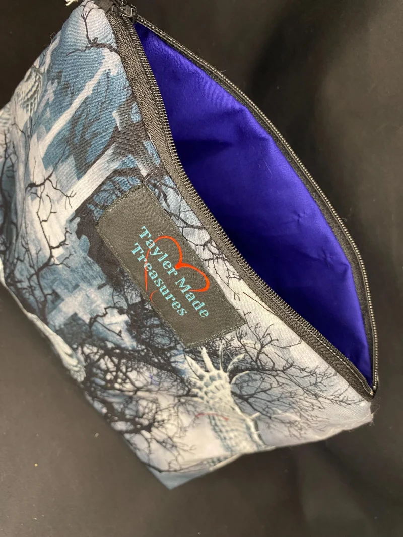 Owl cemetery, horror makeup zipped bag, accessories bag, wash bag, medicine bag, travel makeup bag