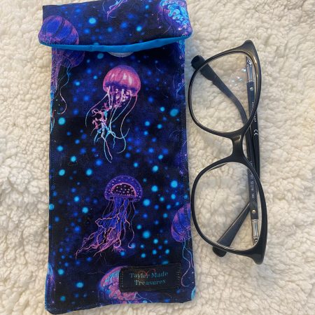 Jellyfish glasses case, soft padded glasses case, reading glasses pouch, spectacles case, fabric