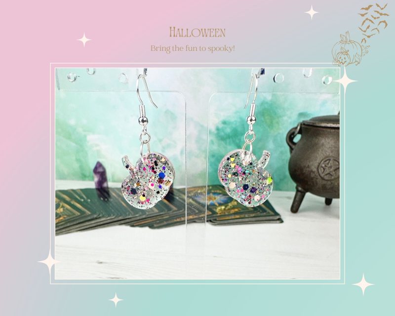 Cute Pumpkin Earrings |Baby Pink glitter mix halloween earring