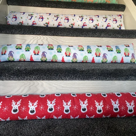 Draught excluder, eco friendly, door cushion, energy saving, cozy home decor, Christmas decor