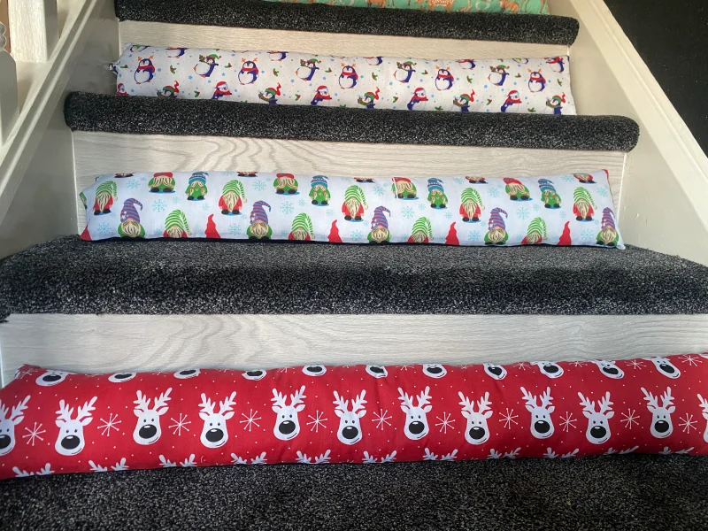 Draught excluder, eco friendly, door cushion, energy saving, cozy home decor, Christmas decor
