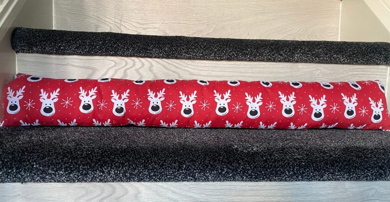 Draught excluder, eco friendly, door cushion, energy saving, cozy home decor, Christmas decor