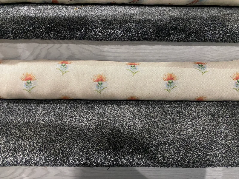 Exotic draught excluder, draught excluder, linen draft excluders with suede velvet backing