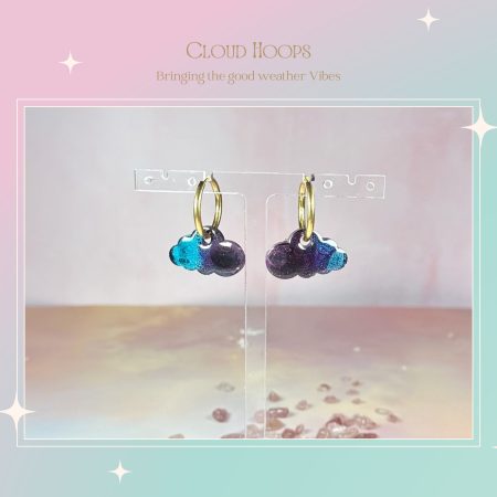Storm Cloud Charm Huggie style earrings| Blues and Purples