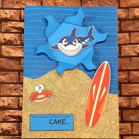 Handcrafted Shark Birthday card