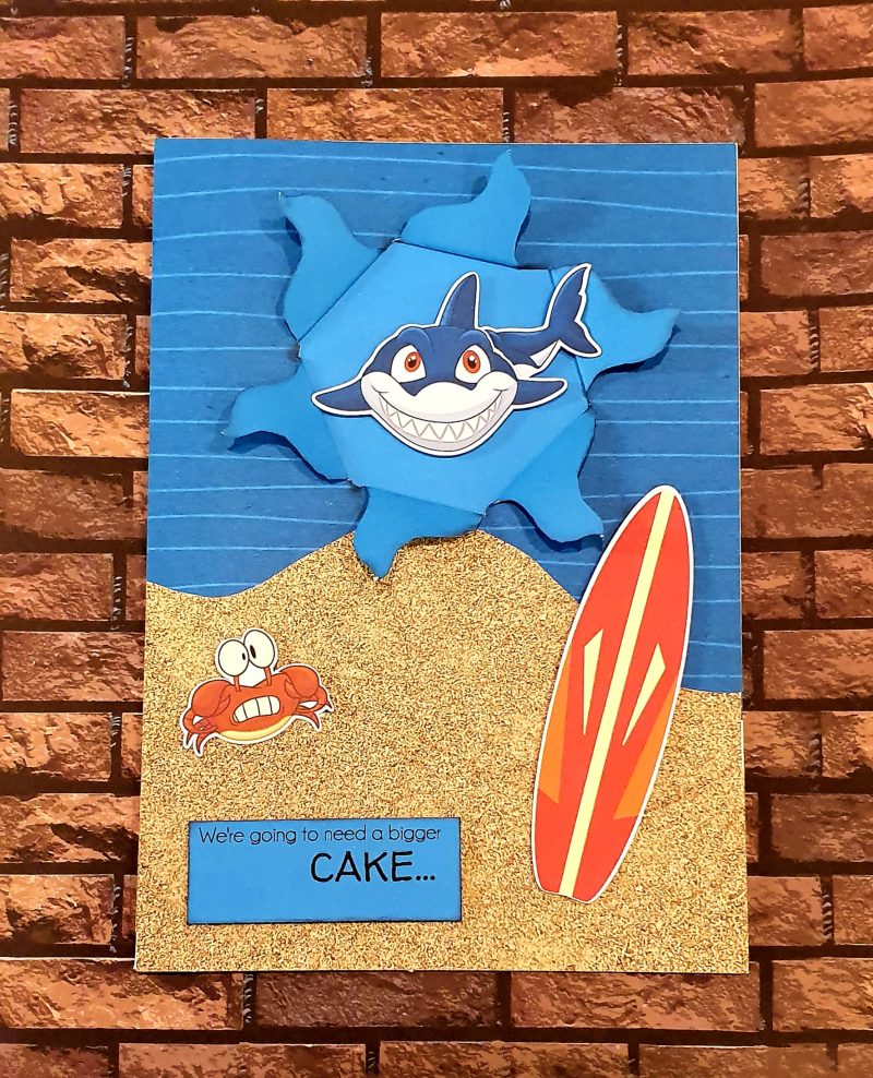 Handcrafted Shark Birthday card