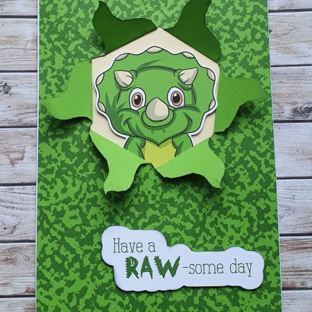 Handcrafted Dinosaur "RAW-some" birthday card