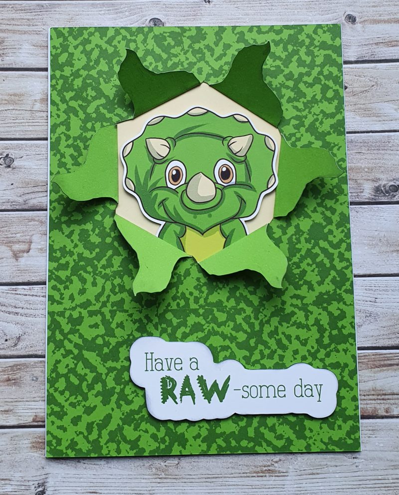 Handcrafted Dinosaur "RAW-some" birthday card