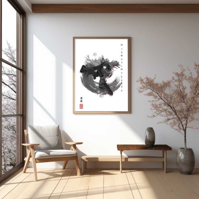 Vincent Valentine print - Japanese Sumi-e Style - Art Home Decor Gift Idea Wall Art Gift