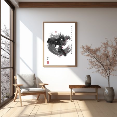 Vincent Valentine print - Japanese Sumi-e Style - Art Home Decor Gift Idea Wall Art Gift