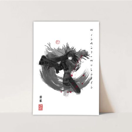 Vincent Valentine print - Japanese Sumi-e Style - Art Home Decor Gift Idea Wall Art Gift