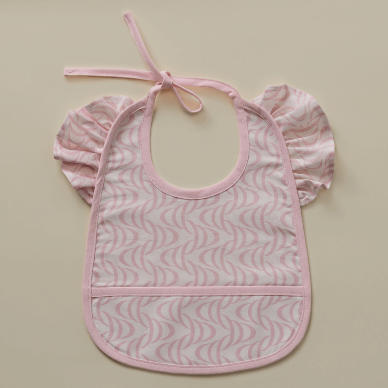 Handmade Baby Bib SET pink and grey-purple – 100% Cotton, Pack two, Baby Shower Gift, Baby present.
