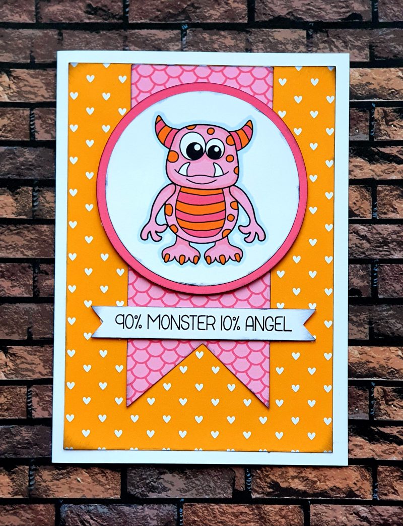 Handcrafted Birthday card 90% Monster 10% Angel (customisable)