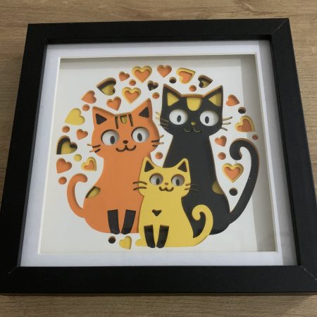 Cat Family Paper Layered Picture