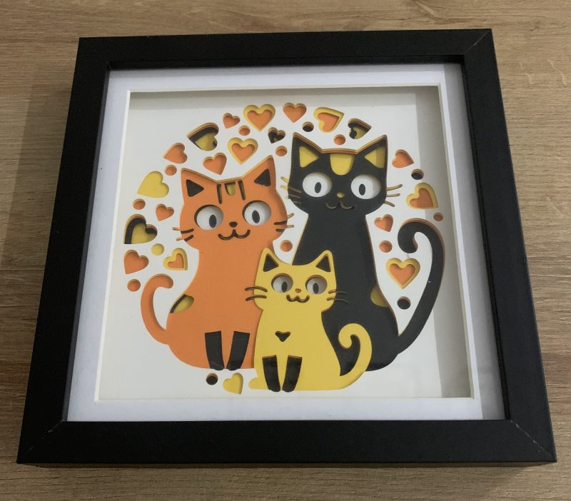 Cat Family Paper Layered Picture