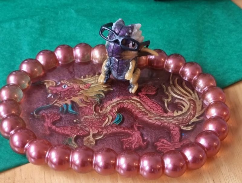 Handmade resin bubble coaster (oval), year of the dragon, flowers, books and more