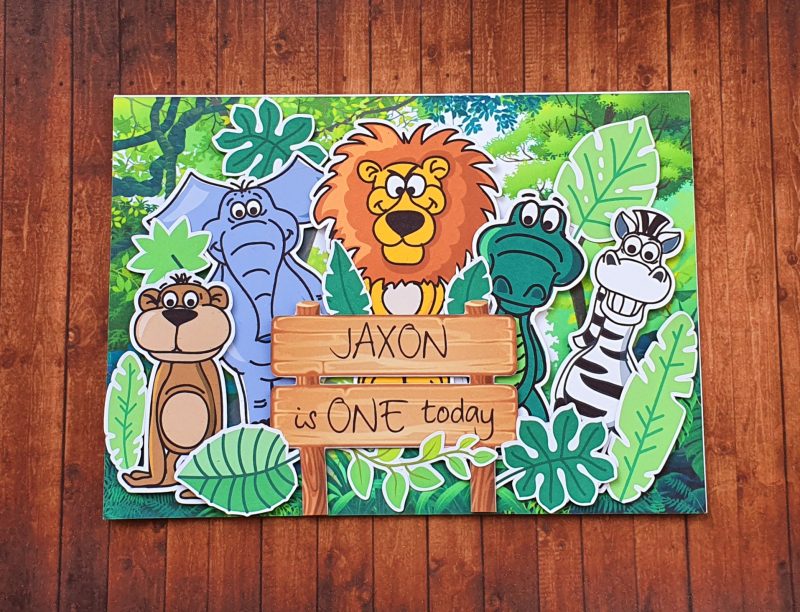 Handcrafted Jungle Themed Birthday Card