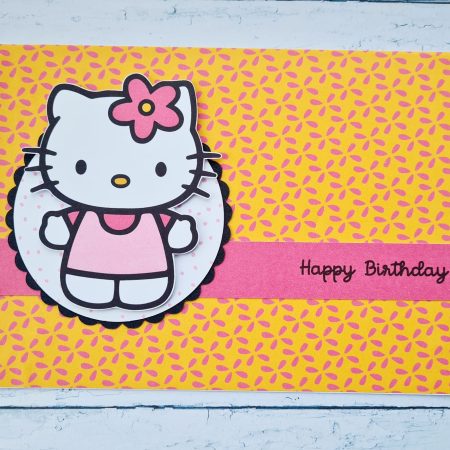 Handcrafted super cute Kitty Birthday Card