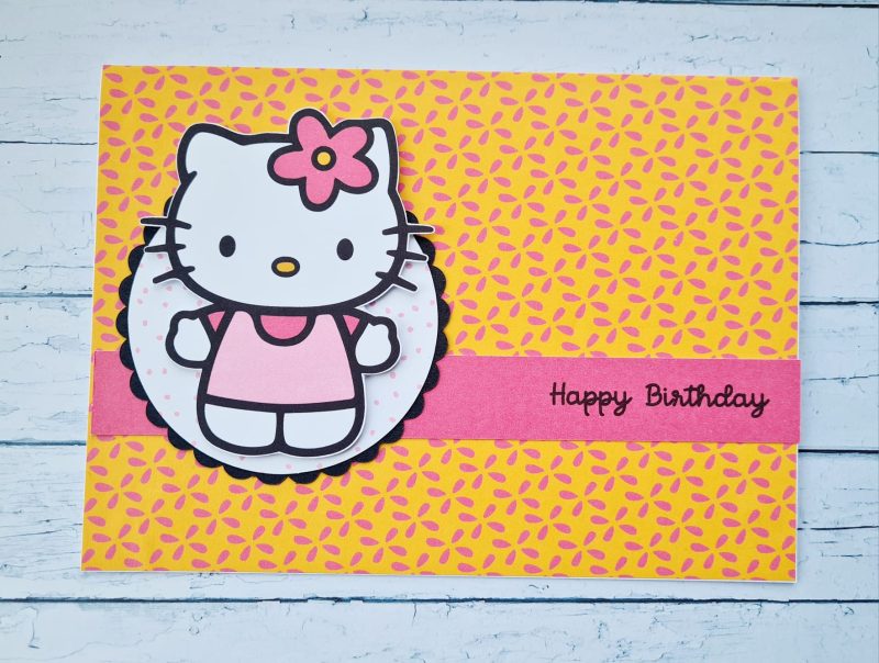 Handcrafted super cute Kitty Birthday Card