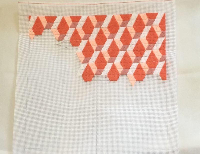 Contemporary 3D effect needlepoint cushion