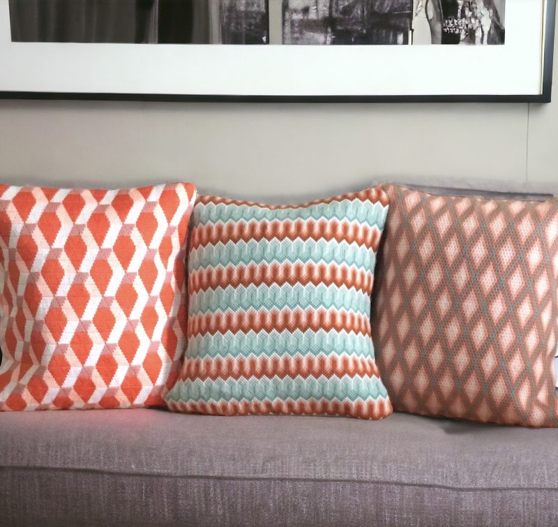 Contemporary 3D effect needlepoint cushion