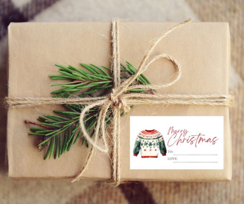 Digital Download - A4 sheet of 10 Festive Stickers / Gift Tags