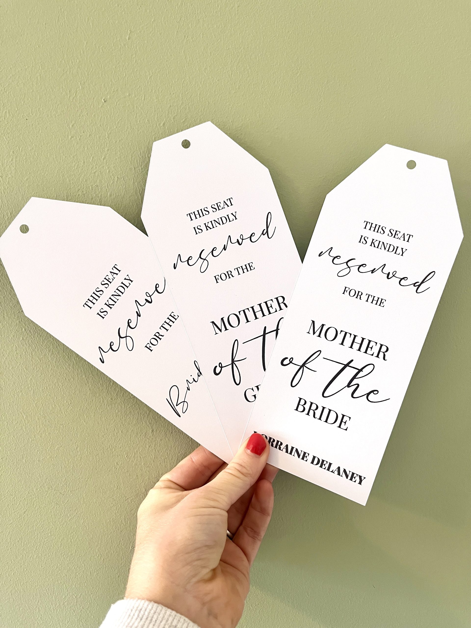 Reserved Seat Wedding Tags