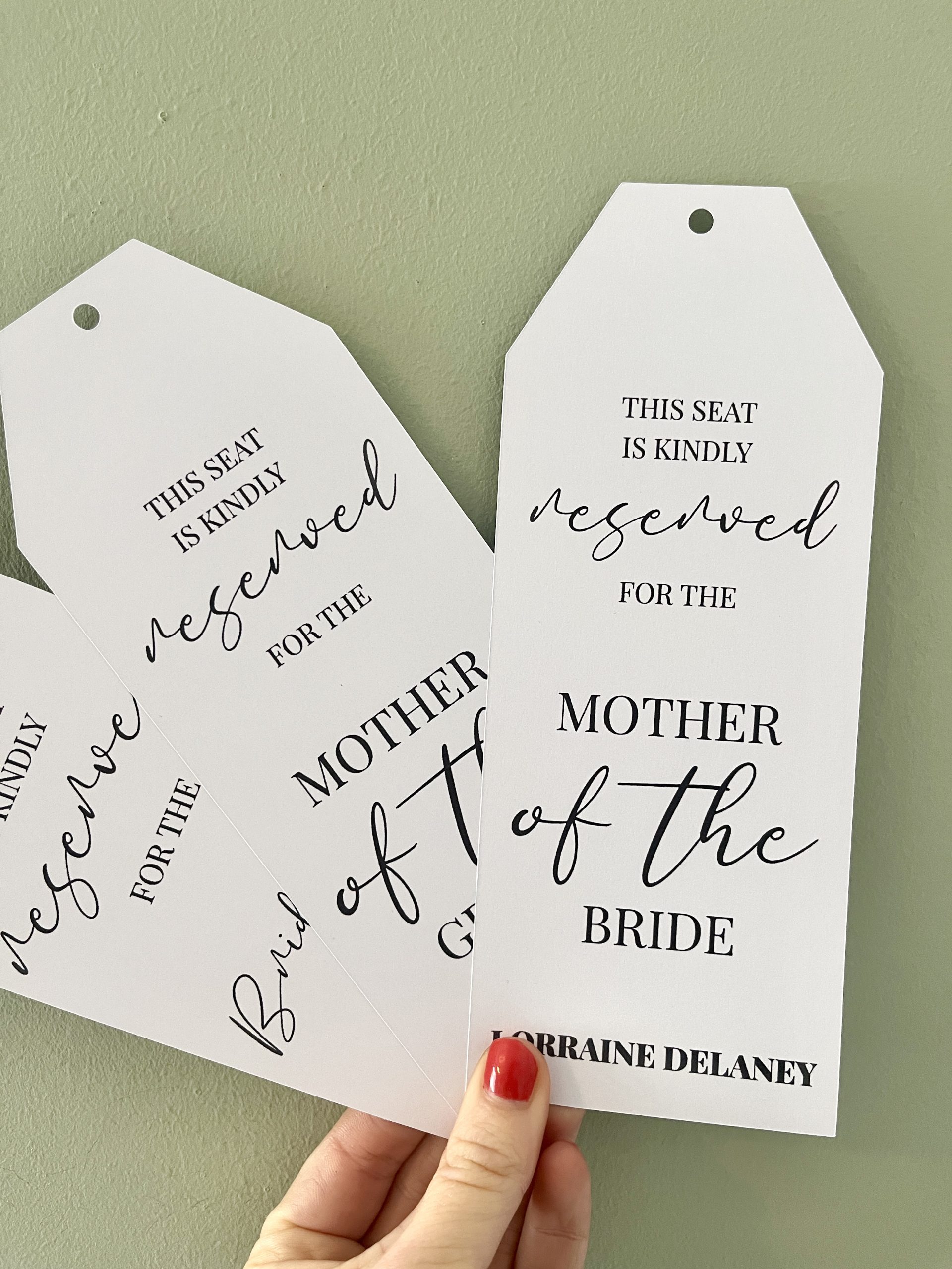 Reserved Seat Wedding Tags