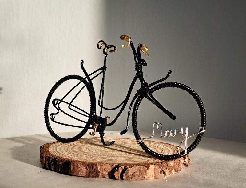 Ladies personalised bicycle sculpture, Gift for cyclists