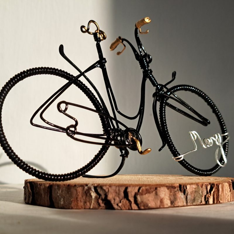 Ladies personalised bicycle sculpture, Gift for cyclists