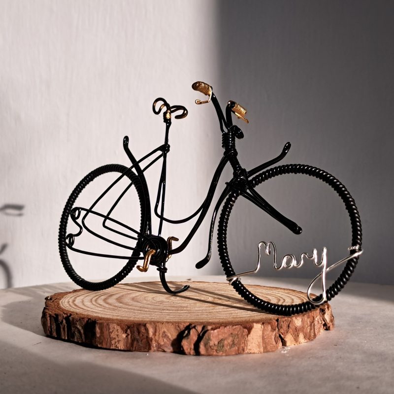 Ladies personalised bicycle sculpture, Gift for cyclists