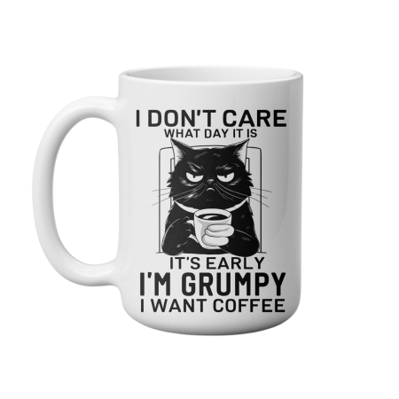 Funny Miserable Cat "I Don't Care What Day It is" Coffee Mug