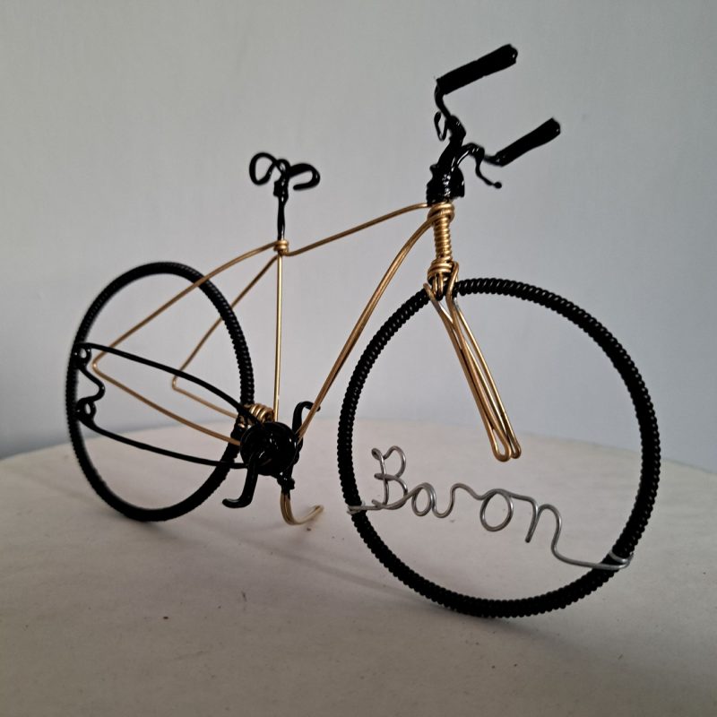 Gifts for cyclists, Personalised wire bicycle sculpture.