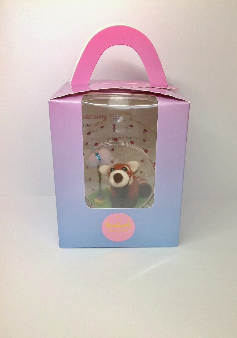 Tiny, Miniature, Needle Felted, Red Panda And butterfly. Gift Boxed.