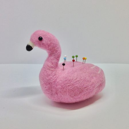 Needle Felted, Flamingo Pincushion/Ornament. Gift Packaged.