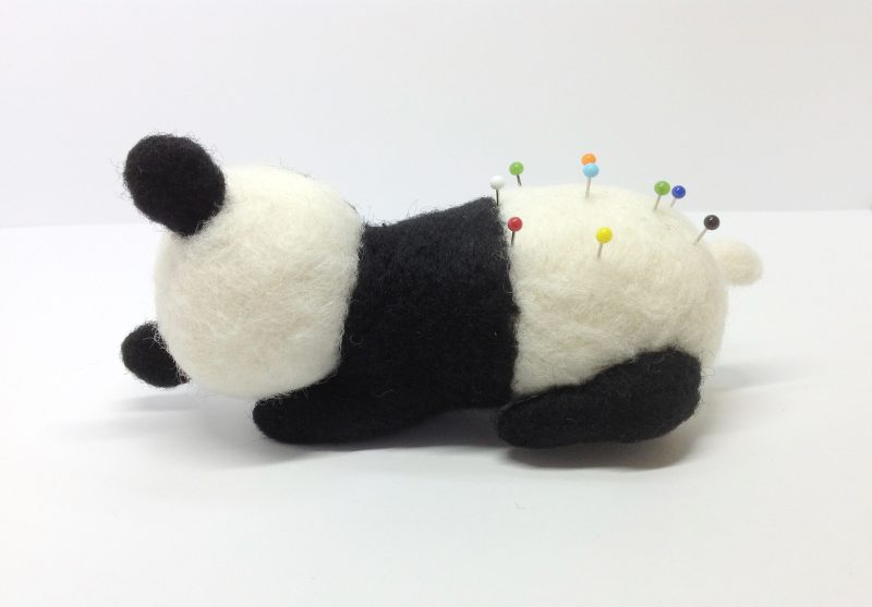 Needle Felted Panda Pincushion. Gift Wrapped.