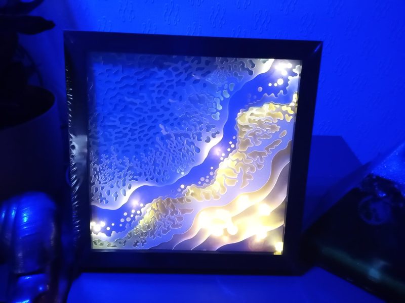 Footprints in the Sand, 3D Art, Night Light, Light Box, Shadow Box
