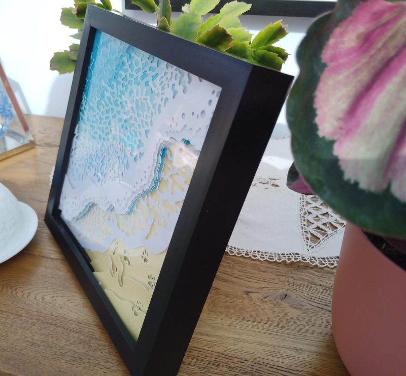 Footprints in the Sand, 3D Art, Night Light, Light Box, Shadow Box