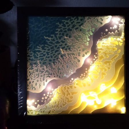 Footprints in the Sand, 3D Art, Night Light, Light Box, Shadow Box