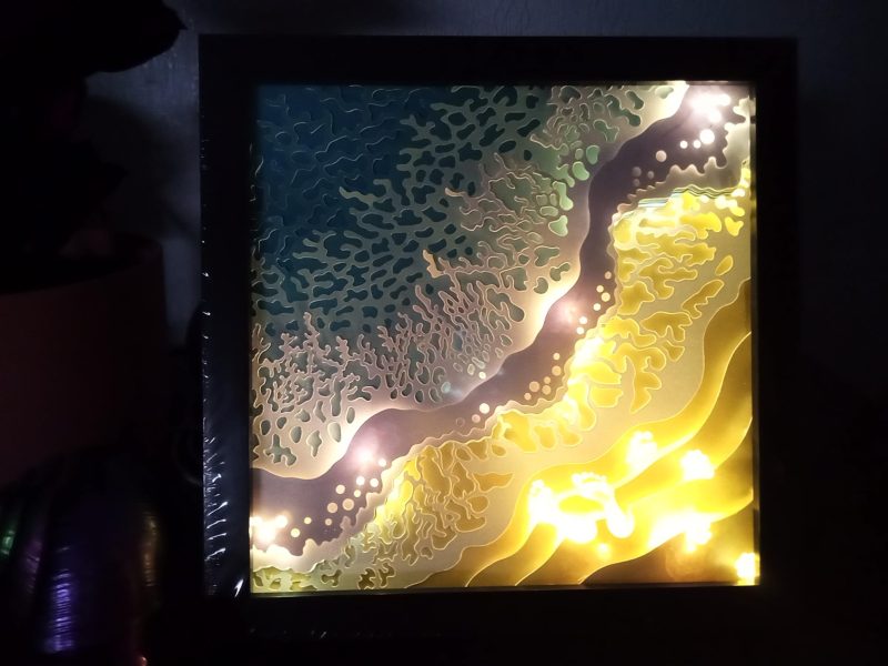 Footprints in the Sand, 3D Art, Night Light, Light Box, Shadow Box