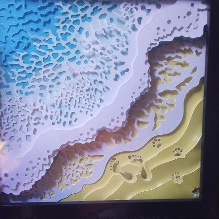 Footprints in the Sand, 3D Art, Night Light, Light Box, Shadow Box