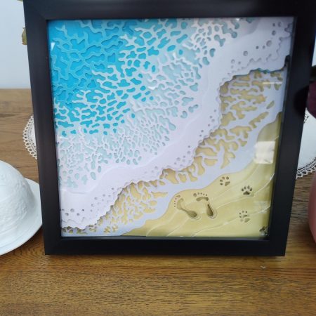 Footprints in the Sand, 3D Art, Night Light, Light Box, Shadow Box