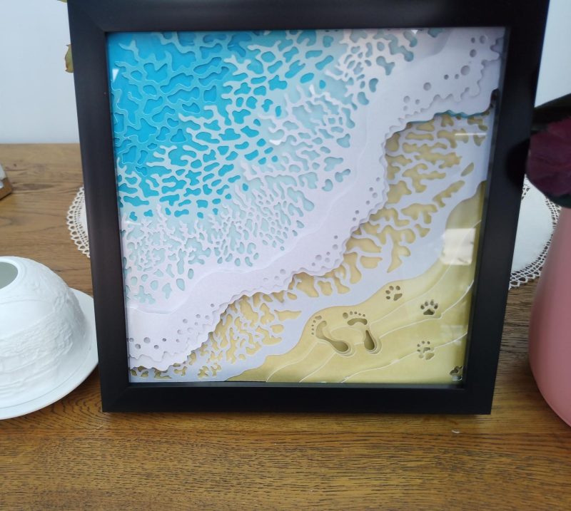 Footprints in the Sand, 3D Art, Night Light, Light Box, Shadow Box