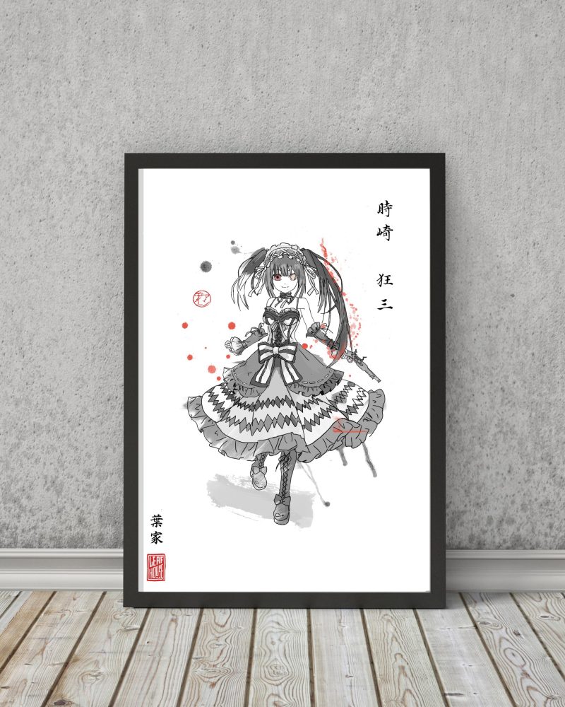 Kurumi Tokisaki (Date a Live) | Fanart Posters | Sumi-e Japanese Ink brush | living room bed gift
