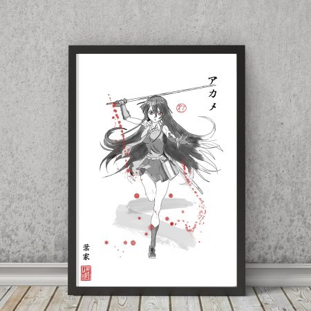 Akame (Akame ga Kill!) | Fanart Posters | Sumi-e Japanese Ink brush | living room bed gift
