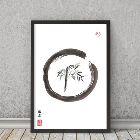 Bamboo Print | ENSO | Sumi-e | Fish | Calligraphy decor Print New Home Gift for him her