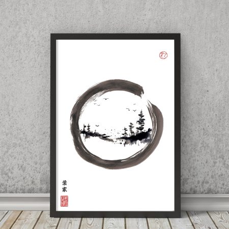 Forest Print | Sakura | ENSO | Sumi-e | Calligraphy decor Print New Home Gift for him her