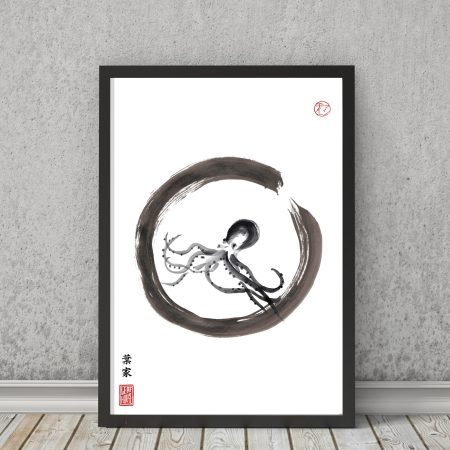 JAPANESE Print | Octopus ENSO | Sumi-e | Calligraphy decor Print New Home Gift for him her (Copy)