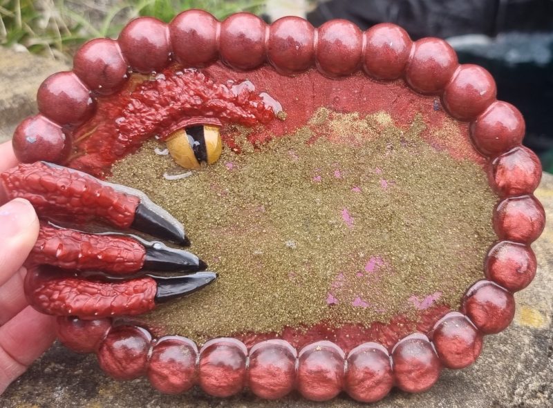 Handmade resin bubble coaster (oval), year of the dragon, flowers, books and more